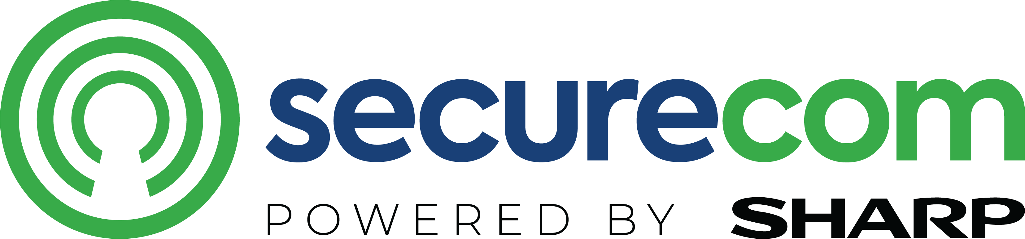 Securecom Powered by Sharp Lockup Black